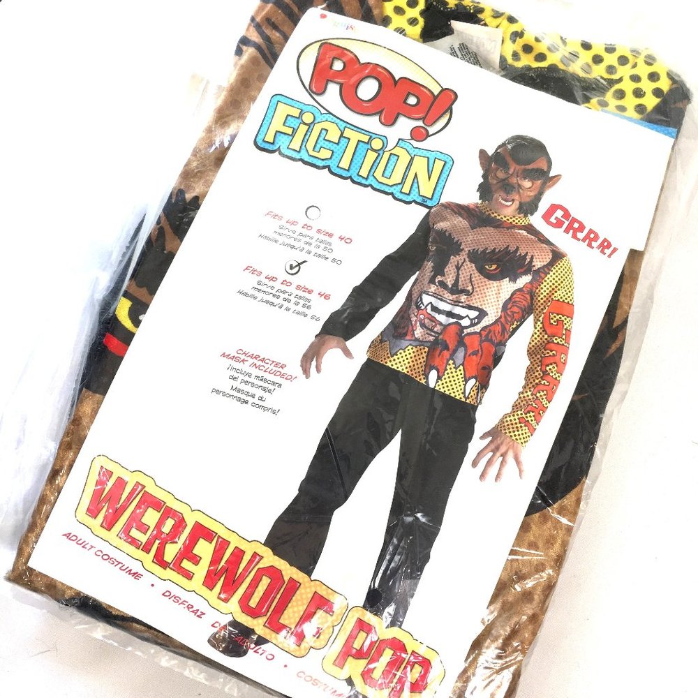 Werewolf Pop Fiction Monster Wolfman Costume Disguise NWT Vtg
